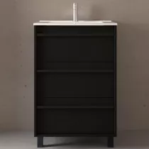 Ensemble ATTILA 61cm Noir satin&eacute; meuble 3 tiroirs + vasque (miroir en option)  - SALGAR R&eacute;f. 105105