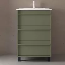 Ensemble ATTILA 61cm Vert satin&eacute; meuble 3 tiroirs + vasque (miroir en option)  - SALGAR R&eacute;f. 105107