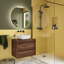 Ensemble ATTILA 70cm meuble 2 tiroirs Noyer Maya + plan (vasque & miroir en option) - Salgar Réf. 104953