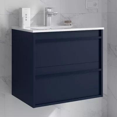 Ensemble ATTILA 71cm Bleu satin� meuble 2 tiroirs + vasque (miroir en option) - SALGAR R�f. 104709