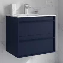 Ensemble ATTILA 71cm Bleu satin&eacute; meuble 2 tiroirs + vasque (miroir en option) - SALGAR R&eacute;f. 104709