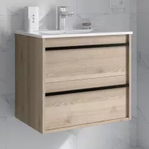 Ensemble ATTILA 71cm Ch&ecirc;ne naturel meuble 2 tiroirs + vasque (miroir en option) - SALGAR R&eacute;f. 104712