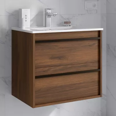 Ensemble ATTILA 71cm Noyer maya meuble 2 tiroirs + vasque (miroir en option)  - SALGAR R�f. 104714