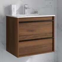 Ensemble ATTILA 71cm Noyer maya meuble 2 tiroirs + vasque (miroir en option)  - SALGAR R&eacute;f. 104714
