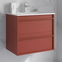 Ensemble ATTILA 71cm Rouge satin&eacute; meuble 2 tiroirs + vasque (miroir en option)  - SALGAR R&eacute;f. 104711