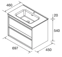 Ensemble ATTILA 71cm Rouge satin&eacute; meuble 2 tiroirs + vasque (miroir en option)  - SALGAR R&eacute;f. 104711