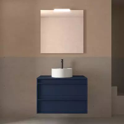 Ensemble ATTILA 80cm meuble 2 tiroirs Bleu satin� + plan (vasque & miroir en option) - Salgar R�f. 104956