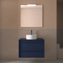 Ensemble ATTILA 80cm meuble 2 tiroirs Bleu satiné + plan (vasque & miroir en option) - Salgar Réf. 104956