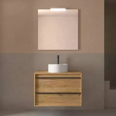Ensemble ATTILA 80cm meuble 2 tiroirs Ch�ne Africain + plan (vasque & miroir en option) - Salgar R�f. 104960