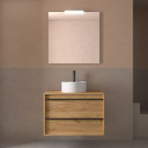 Ensemble ATTILA 80cm meuble 2 tiroirs Chêne Africain + plan (vasque & miroir en option) - Salgar Réf. 104960