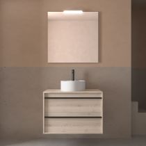 Ensemble ATTILA 80cm meuble 2 tiroirs Chêne naturel + plan (vasque & miroir en option) - Salgar Réf. 104959