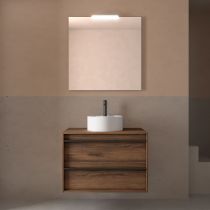 Ensemble ATTILA 80cm meuble 2 tiroirs Noyer Maya + plan (vasque & miroir en option) - Salgar Réf. 104961