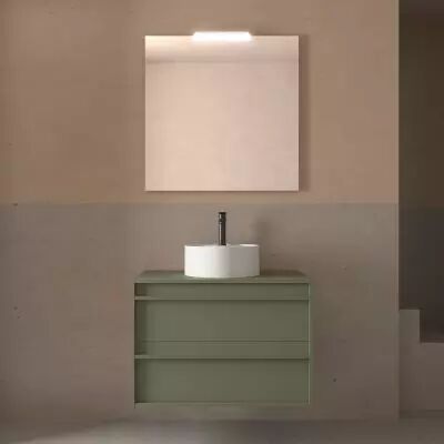 Ensemble ATTILA 80cm meuble 2 tiroirs Vert satin� + plan (vasque & miroir en option) - Salgar R�f. 104957