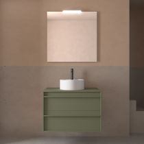 Ensemble ATTILA 80cm meuble 2 tiroirs Vert satiné + plan (vasque & miroir en option) - Salgar Réf. 104957