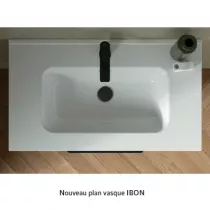 Ensemble ATTILA 81cm meuble 3 tiroirs Noir satin&eacute; + vasque (miroir en option) - Salgar R&eacute;f. 105145