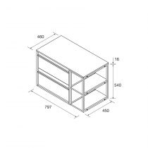 Ensemble ATTILA 86cm meuble 2 tiroirs + niche + plan Chêne Africain + vasque (vasque & miroir en option) - Salgar Réf. 104962