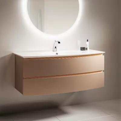 Ensemble BEL AMI 125cm meuble 2 tiroirs laqu� avec vasque C�ramyl 1 robinet - DECOTEC R�f. 1820341
