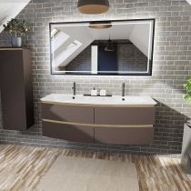 Ensemble BEL AMI 145cm meuble 4 tiroirs laqué avec double vasque Céramyl® - DECOTEC Réf. 1820381