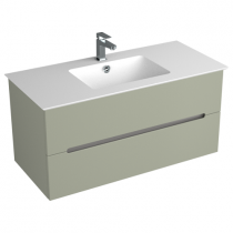 Ensemble BENTO 100cm meuble 2 tiroirs + plan-vasque céramique centré - Laque au choix - DECOTEC
