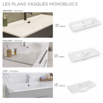 Ensemble BENTO 100cm meuble 2 tiroirs + plan-vasque céramique centré - Laque au choix - DECOTEC