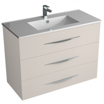 Ensemble BENTO 100cm meuble 3 tiroirs + plan-vasque céramique centré - Laque au choix - DECOTEC