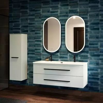 Meuble De Salle De Bain Double Vasque 160 Cm - 2 éléments Céramique, 4 Tiroirs Fermeture Douce - Chêne Vintage