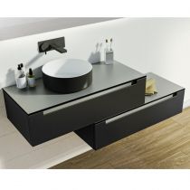 Ensemble BENTO 150cm meuble 1 tiroir 100cm + module 1 tiroir 100cm / Plan compact + vasque - Laque au choix - DECOTEC