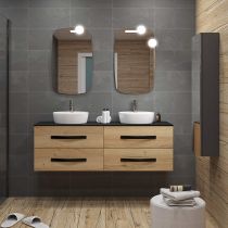 Ensemble BENTO 150cm meuble 4 tiroirs + plan + vasque - Mélaminé décor bois au choix - DECOTEC