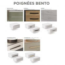 Ensemble BENTO 150cm meuble 4 tiroirs / Plan placage chêne + vasques à poser - Laqué au choix - DECOTEC