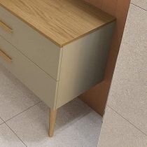 Ensemble BENTO 150cm meuble 4 tiroirs / Plan placage chêne + vasques à poser - Laqué au choix - DECOTEC