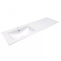 Ensemble BENTO 151cm meuble 4 tiroirs + plan simple vasque Solidsurface (&agrave; droite ou &agrave; gauche) - M&eacute;lamin&eacute; d&eacute;cor bois ou Laque & 