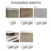 Ensemble BENTO 151cm meuble 4 tiroirs + plan simple vasque Solidsurface (&agrave; droite ou &agrave; gauche) - M&eacute;lamin&eacute; d&eacute;cor bois ou Laque & 