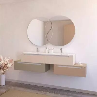 Ensemble BENTO 200cm meuble 4 tiroirs + plan-vasque 150cm C�ramyl� - Laque au choix - DECOTEC