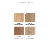 Ensemble BENTO 61cm meuble 2 tiroirs + plan vasque - D&eacute;cor bois ou Laque & Poign&eacute;e au choix - DECOTEC