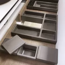 Ensemble BENTO 61cm meuble 2 tiroirs + plan vasque - D&eacute;cor bois ou Laque & Poign&eacute;e au choix - DECOTEC