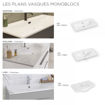 Ensemble BENTO 80cm meuble 2 tiroirs + plan-vasque céramique - Laque au choix - DECOTEC