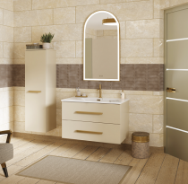 Ensemble BENTO 80cm meuble 2 tiroirs + plan-vasque céramique - Laque au choix - DECOTEC