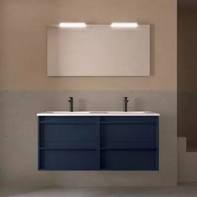 Ensemble COMPLET ATTILA 121cm Bleu satin� meuble 4 tiroirs + vasque + miroir + Led - SALGAR R�f. 104924
