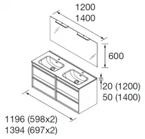 Ensemble COMPLET ATTILA 121cm Ch&ecirc;ne naturel meuble 4 tiroirs + vasque + miroir + Led - SALGAR R&eacute;f. 104927