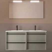 Ensemble COMPLET ATTILA 141cm Gris satin&eacute; meuble 4 tiroirs + vasque + miroir + Led - SALGAR R&eacute;f. 117994
