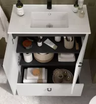 Ensemble COMPLET INARA 50cm Blanc satin&eacute; meuble 2 portes 1 tiroir + vasque + miroir   - SALGAR R&eacute;f. 113711