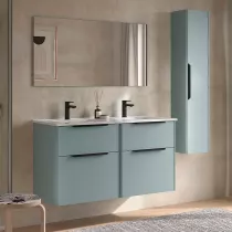 Ensemble COMPLET LUVA 121cm Aqua meuble 4 tiroirs + vasque + miroir (poign&eacute;es en option) - SALGAR R&eacute;f. 119865