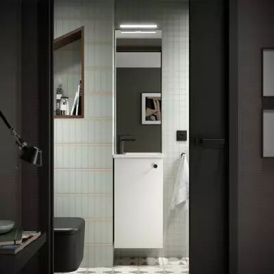 Ensemble complet MARVILLE 40cm Blanc satin� avec miroir - SALGAR R�f. 104993