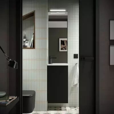 Ensemble complet MARVILLE 40cm Noir satin� avec miroir - SALGAR R�f. 104994