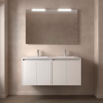 Ensemble COMPLET NOJA 121cm Blanc satiné meuble 4 portes + vasque + miroir + Led - SALGAR Réf. 105301