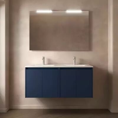 Ensemble COMPLET NOJA 121cm Bleu satin� meuble 4 portes + vasque + miroir + Led - SALGAR R�f. 105303