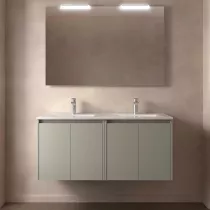 Ensemble COMPLET NOJA 121cm Gris satin&eacute; meuble 4 portes + vasque + miroir + Led - SALGAR R&eacute;f. 118562