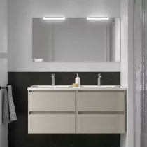 Ensemble COMPLET NOJA 121cm Gris satin&eacute; meuble 4 tiroirs + vasque + miroir + Led - SALGAR R&eacute;f. 118569