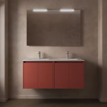 Ensemble COMPLET NOJA 121cm Rouge satiné meuble 4 portes + vasque + miroir + Led - SALGAR Réf. 105305