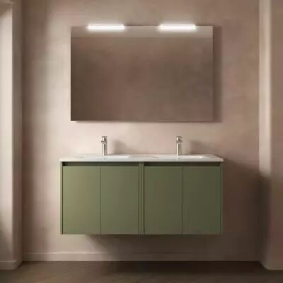 Ensemble COMPLET NOJA 121cm Vert satin� meuble 4 portes + vasque + miroir + Led - SALGAR R�f. 105304